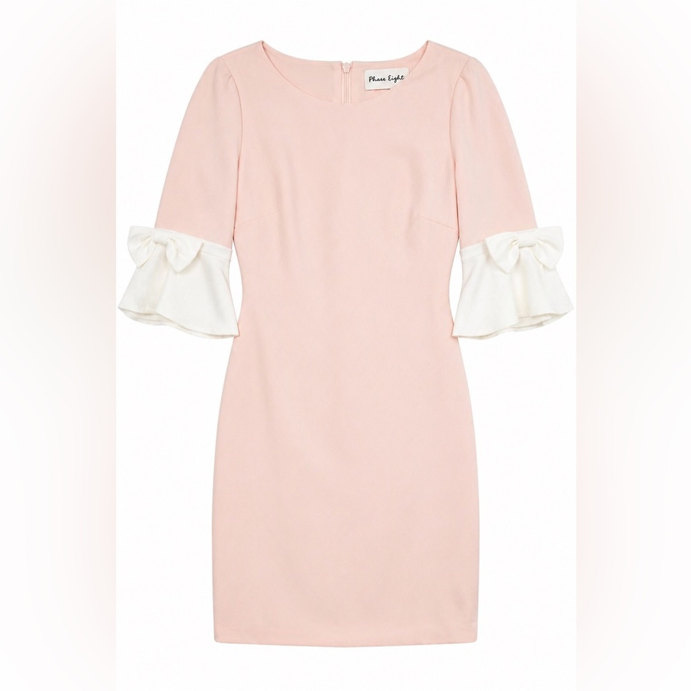 Phase Seven Blush Pink & White Bow Sleeve Dress